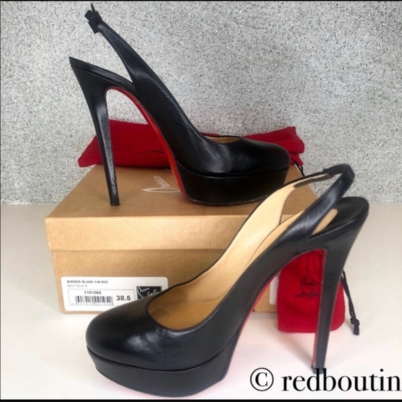 ♥️Sold Louboutin Bianca Sling 140mm Pumps 38.5 - Picture 2 of 8